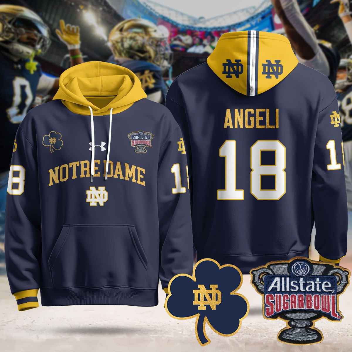 Notre Dame Fighting Irish Allstate Sugar Bowl Hoodie - All Stitched