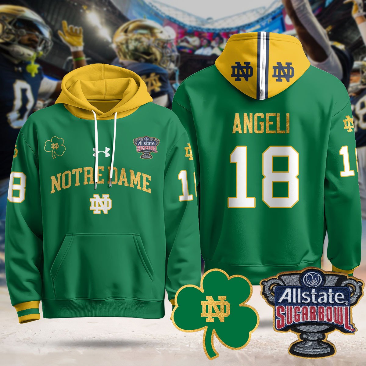 Notre Dame Fighting Irish Allstate Sugar Bowl Hoodie - All Stitched