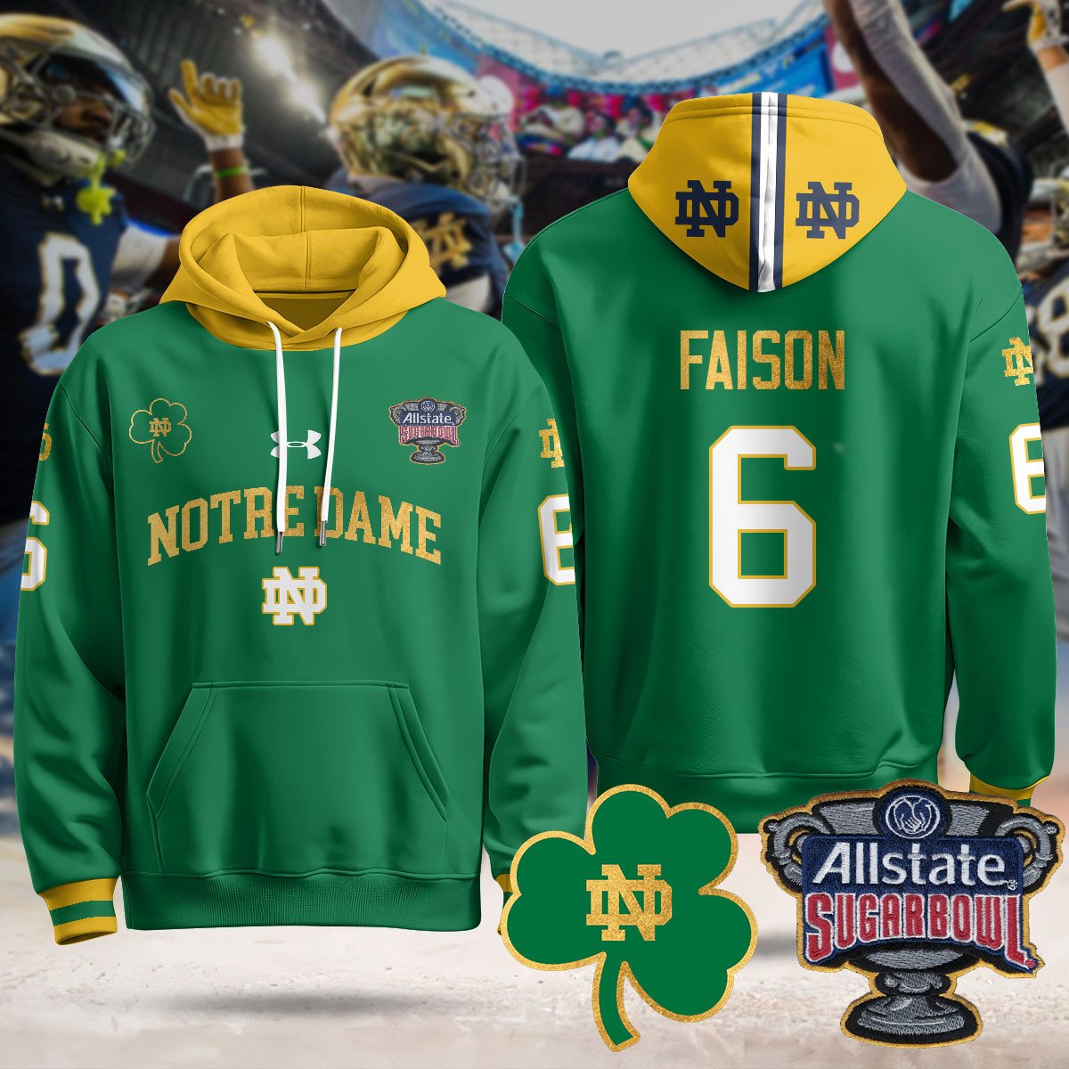 Notre Dame Fighting Irish Allstate Sugar Bowl Hoodie - All Stitched