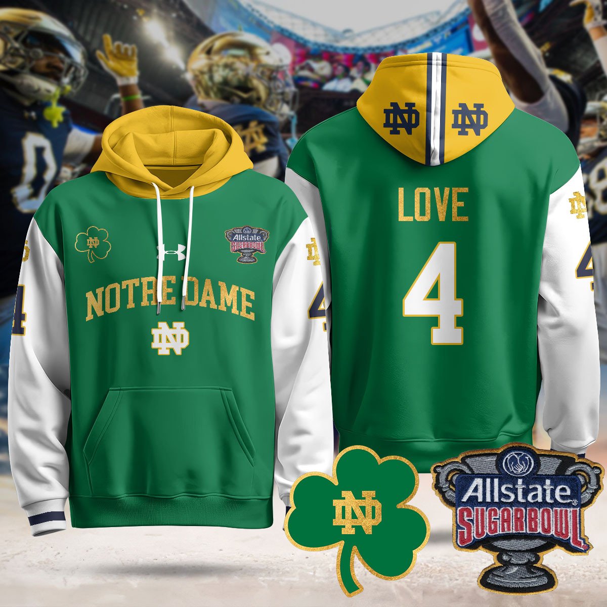 Notre Dame Fighting Irish Allstate Sugar Bowl Hoodie - All Stitched