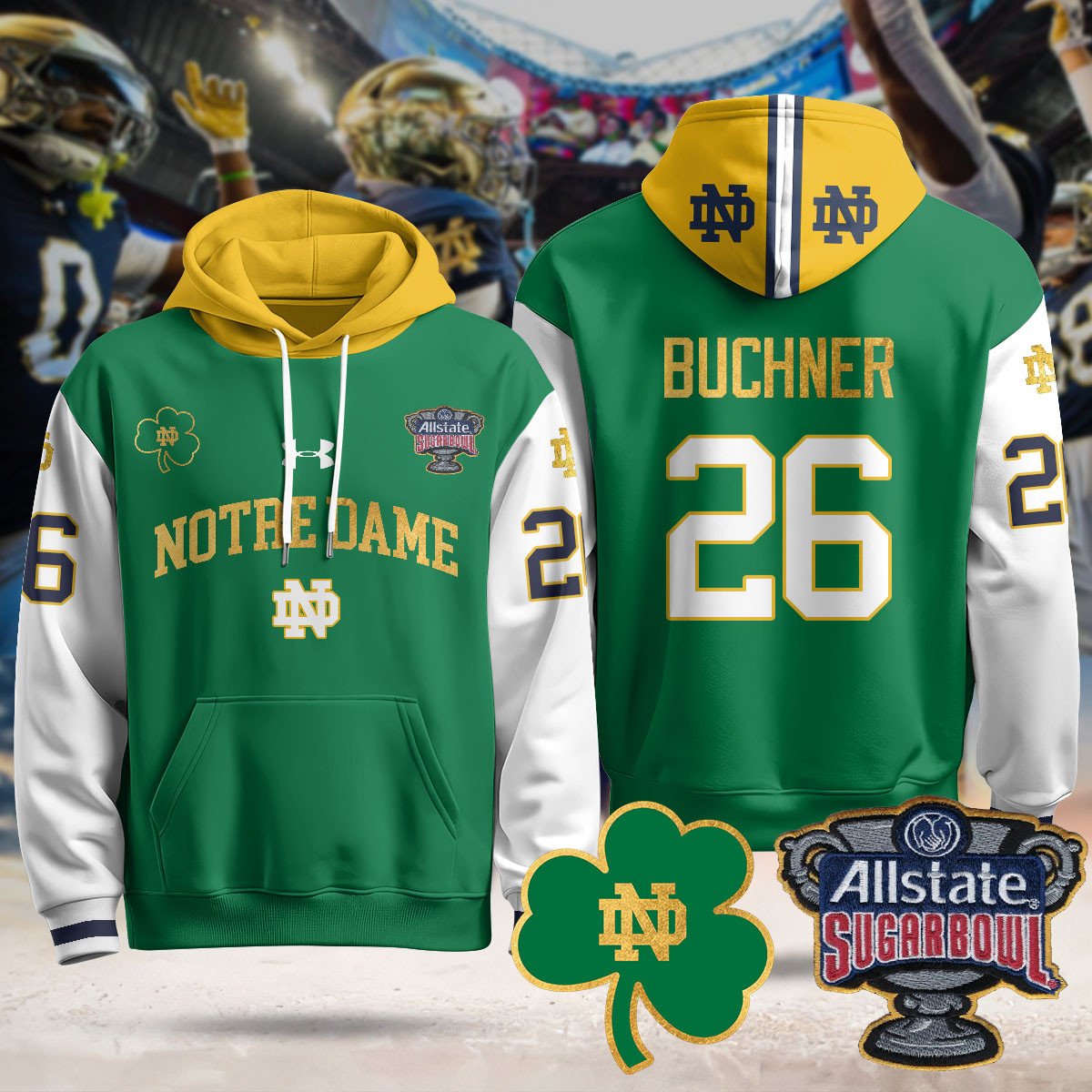 Notre Dame Fighting Irish Allstate Sugar Bowl Hoodie - All Stitched