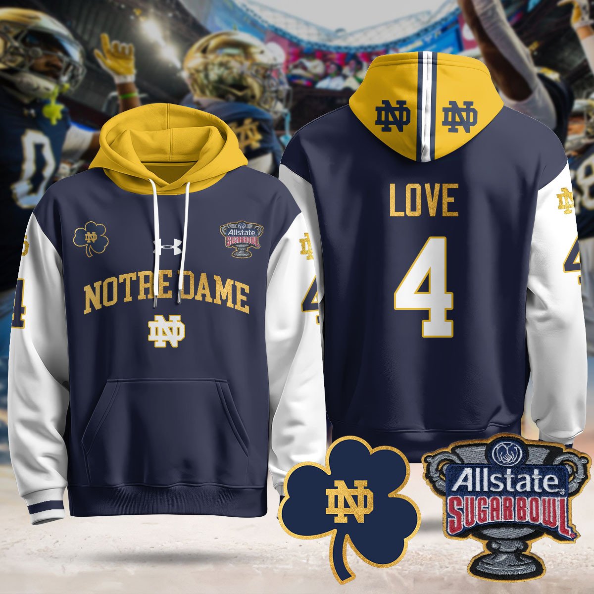 Notre Dame Fighting Irish Allstate Sugar Bowl Hoodie - All Stitched