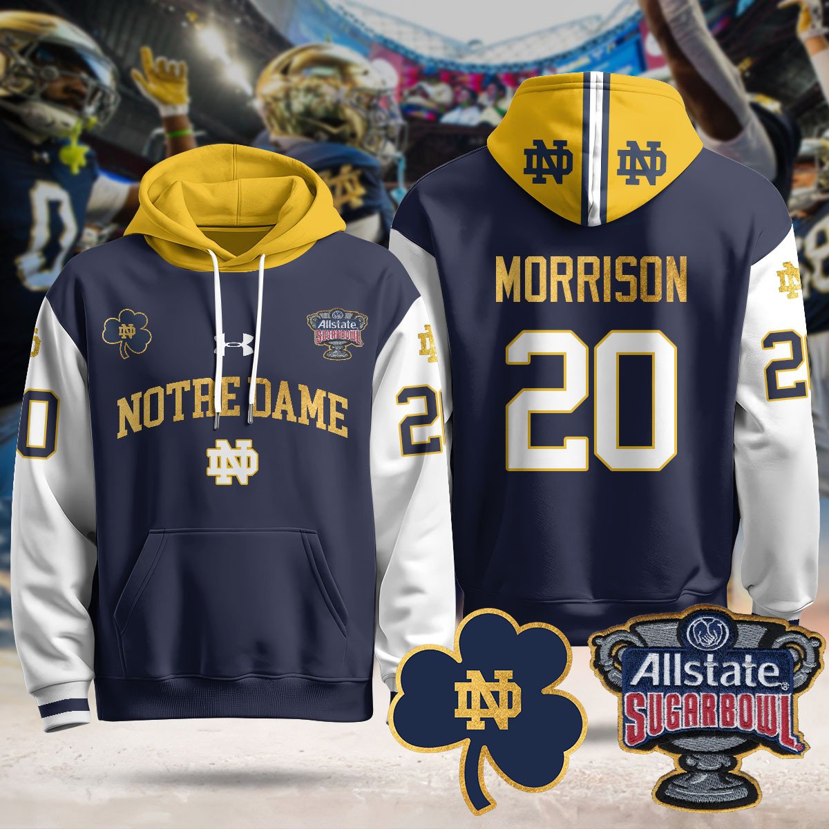 Notre Dame Fighting Irish Allstate Sugar Bowl Hoodie - All Stitched