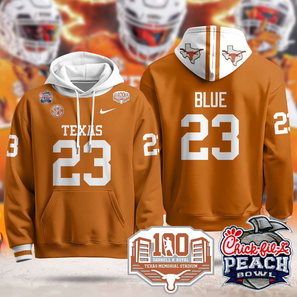 Texas Longhorns 2024 Chick-fil-A Peach Bowl Hoodie - All Stitched