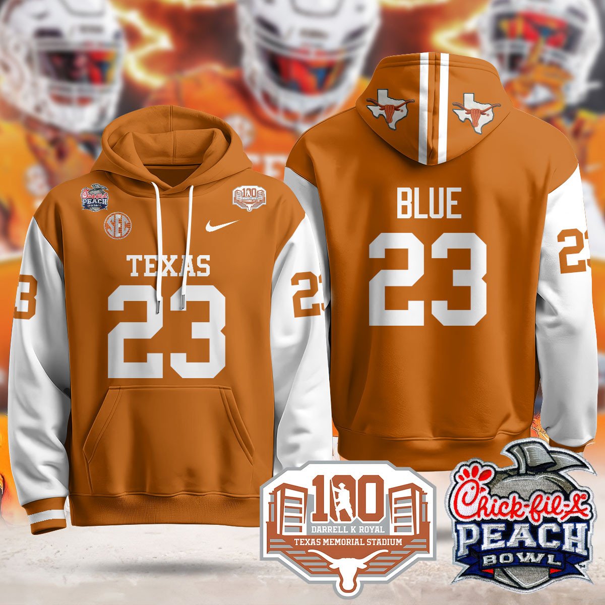 Texas Longhorns 2024 Chick-fil-A Peach Bowl Hoodie - All Stitched