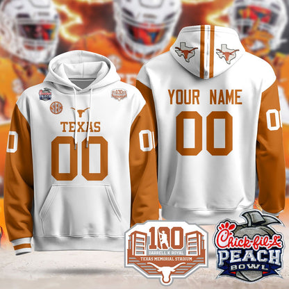 Custom Texas Longhorns 2024 Chick-fil-A Peach Bowl Hoodie - All Stitched