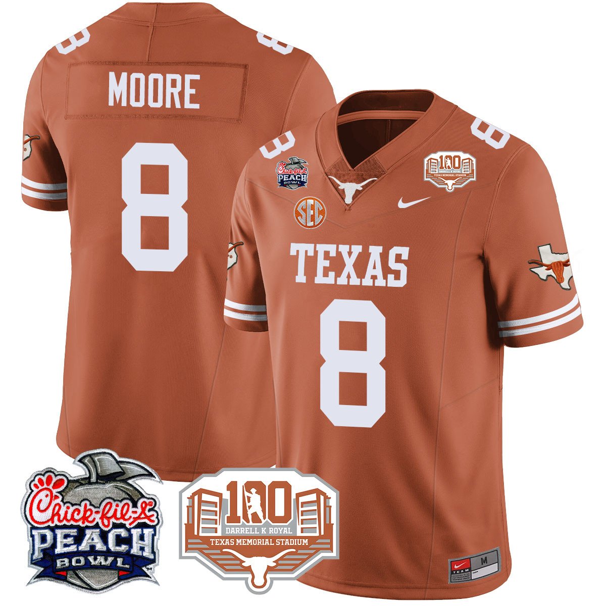 Texas Longhorns 2024 Chick-fil-A Peach Bowl Jersey - All Stitched