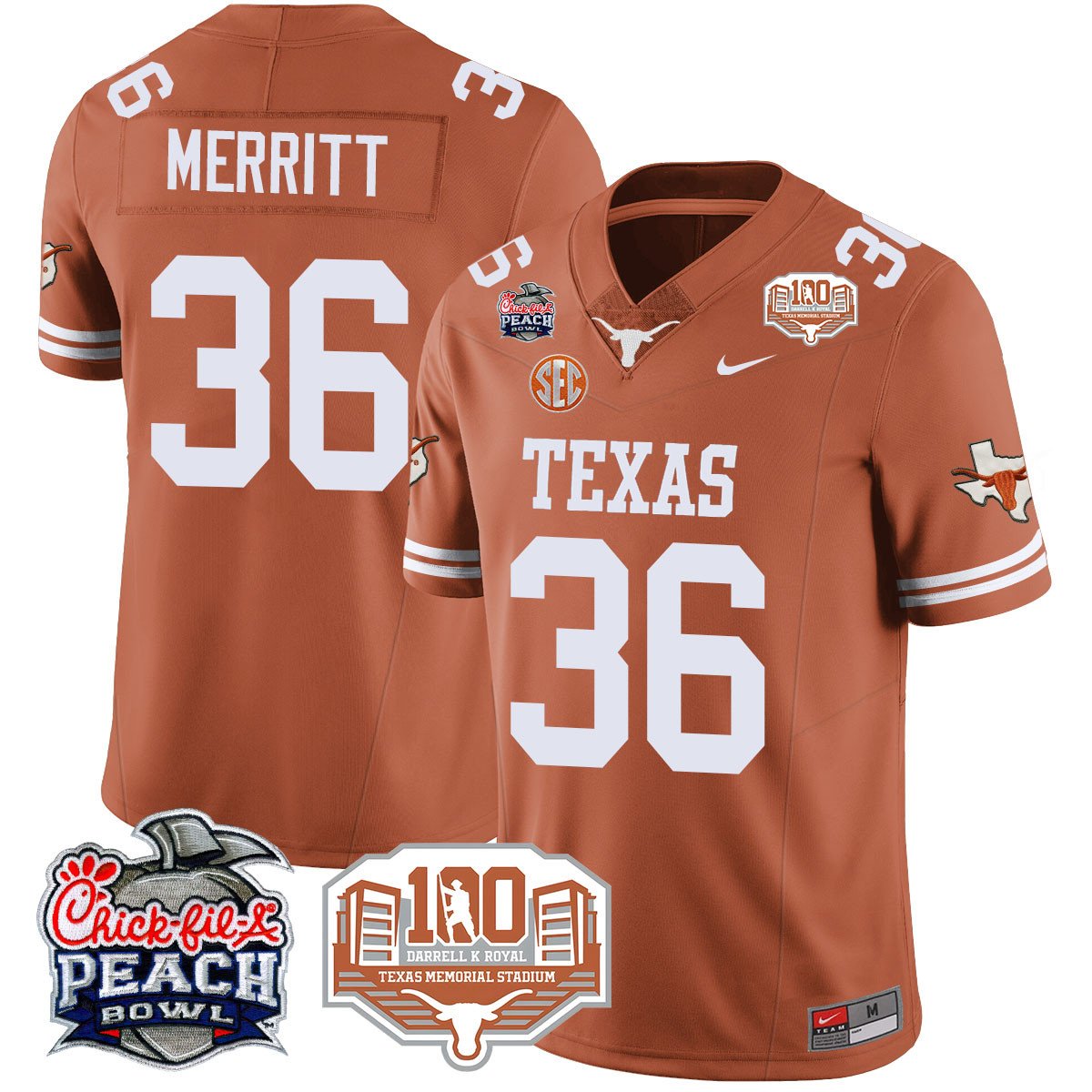 Texas Longhorns 2024 Chick-fil-A Peach Bowl Jersey - All Stitched