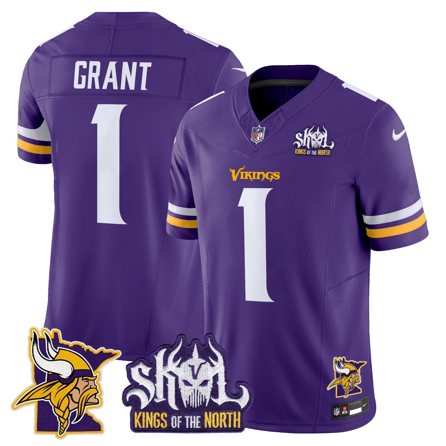 Minnesota Vikings Kings Of The North Patch Vapor Limited Jersey V3 - All Stitched