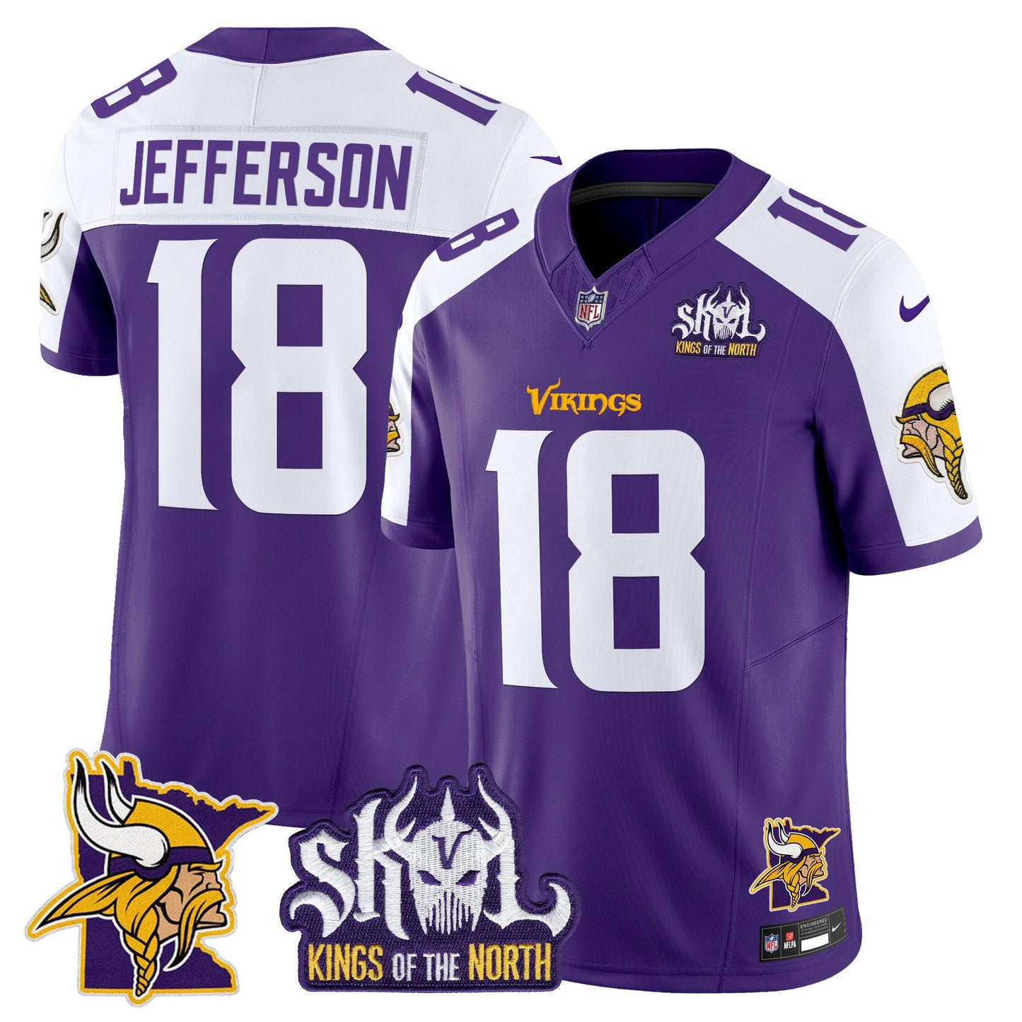 Minnesota Vikings Kings Of The North Patch Vapor Limited Jersey V3 - All Stitched