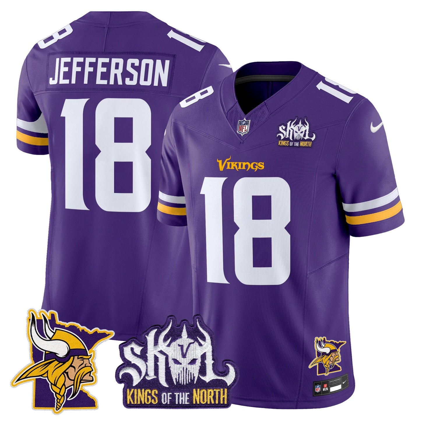 Minnesota Vikings Kings Of The North Patch Vapor Limited Jersey V3 - All Stitched