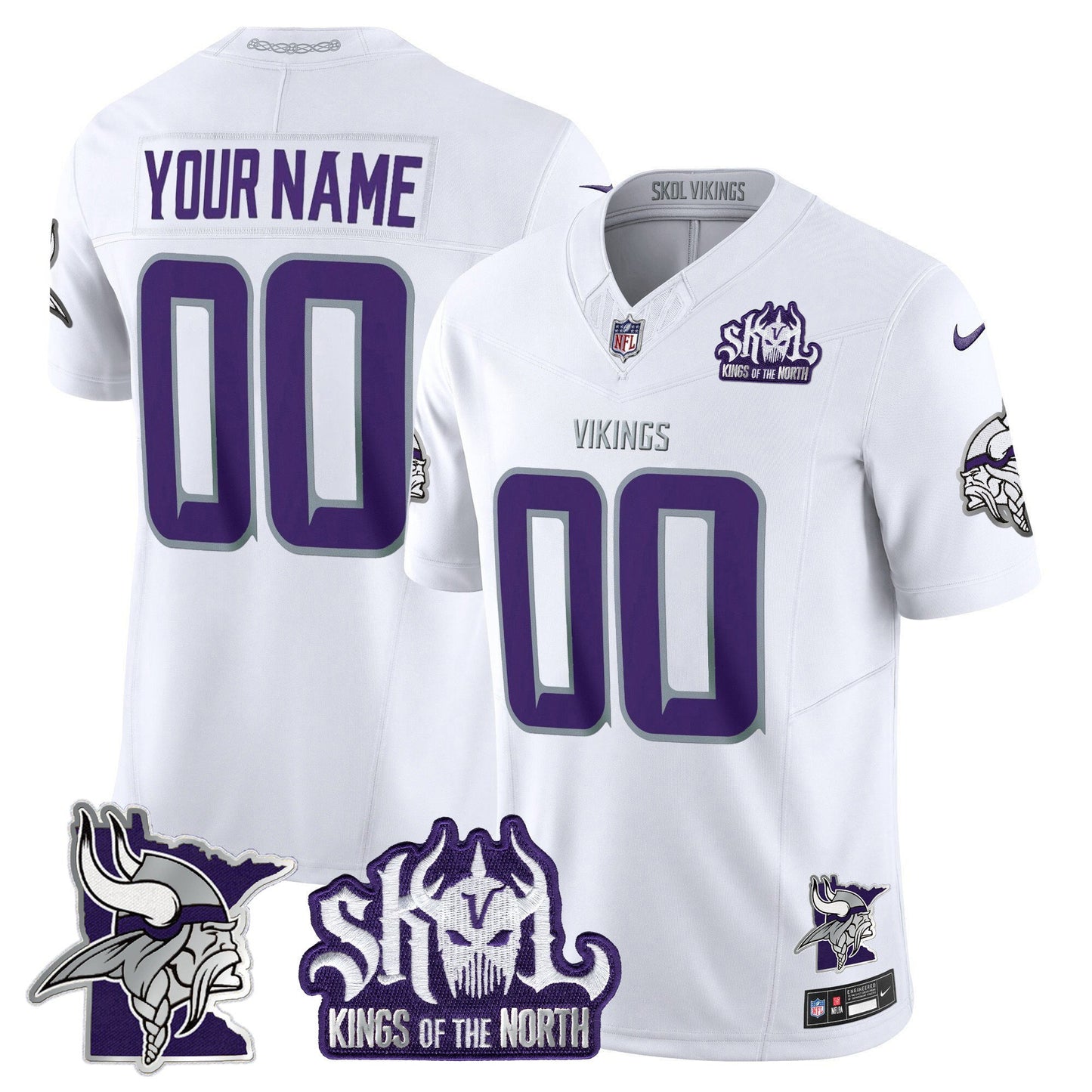 Minnesota Vikings Kings Of The North Patch Vapor Limited Custom Jersey V3 - All Stitched