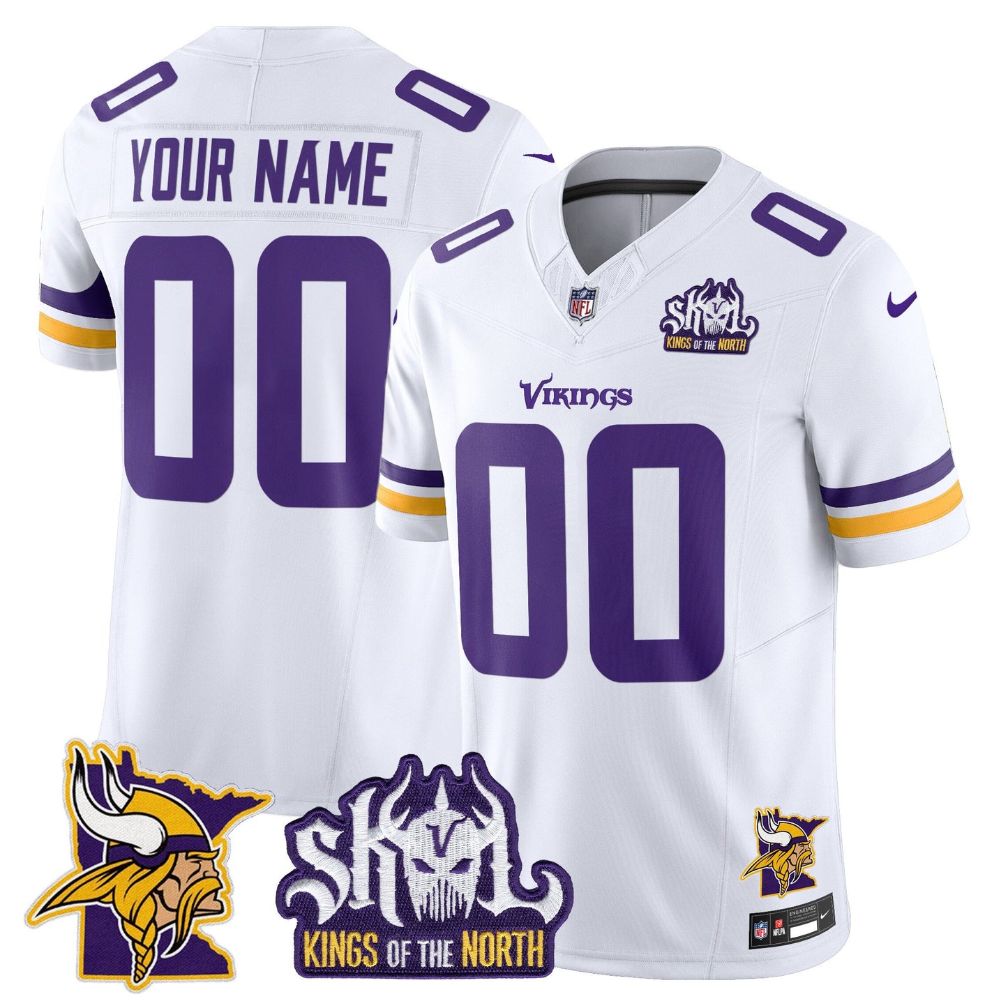 Minnesota Vikings Kings Of The North Patch Vapor Limited Custom Jersey V3 - All Stitched