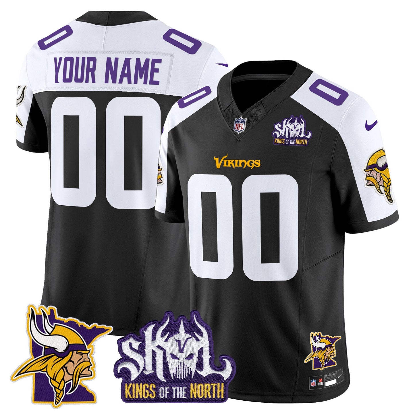 Minnesota Vikings Kings Of The North Patch Vapor Limited Custom Jersey V3 - All Stitched