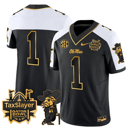 Ole Miss Rebels 2024 Gator Bowl Patch Gold Vapor Limited Jersey - All Stitched