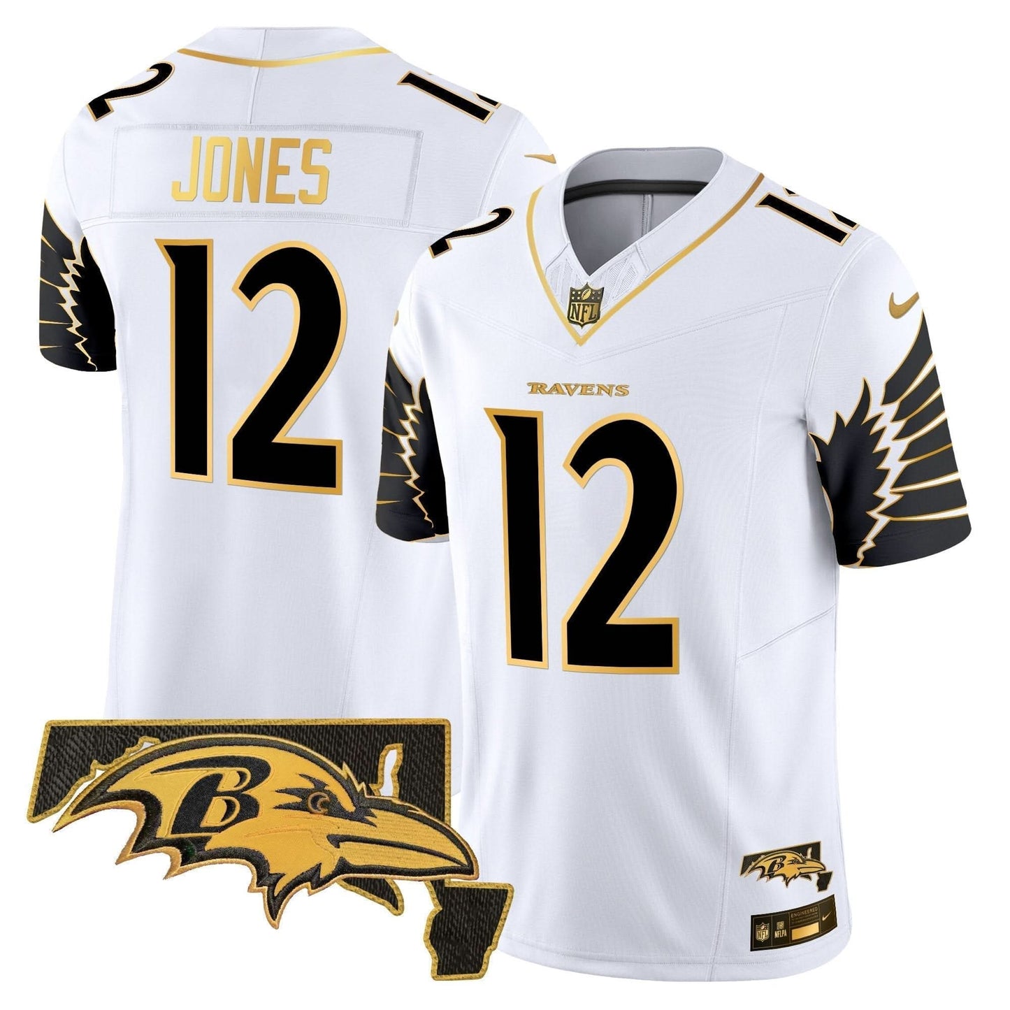 Ravens Maryland Patch Gold Vapor Limited Jersey V2 - All Stitched