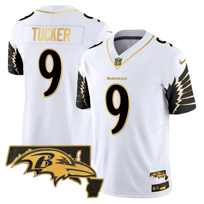 Ravens Maryland Patch Gold Vapor Limited Jersey V2 - All Stitched