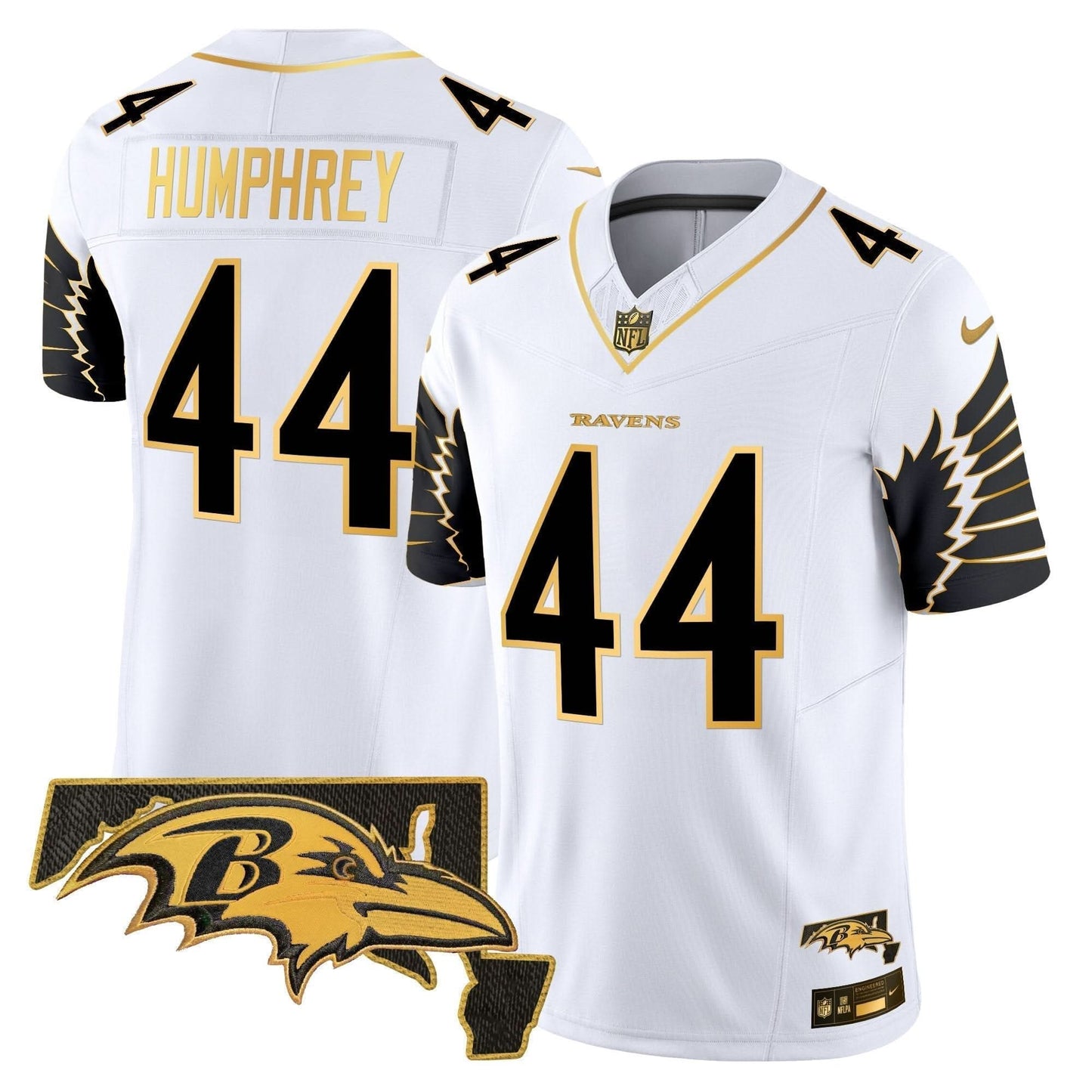 Ravens Maryland Patch Gold Vapor Limited Jersey V2 - All Stitched