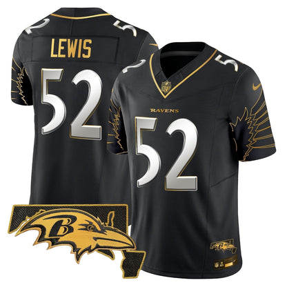 Ravens Maryland Patch Gold Vapor Limited Jersey V2 - All Stitched