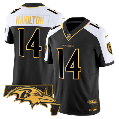Ravens Maryland Patch Gold Vapor Limited Jersey V2 - All Stitched