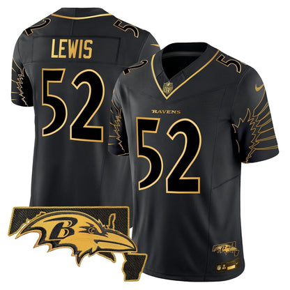 Ravens Maryland Patch Gold Vapor Limited Jersey V2 - All Stitched