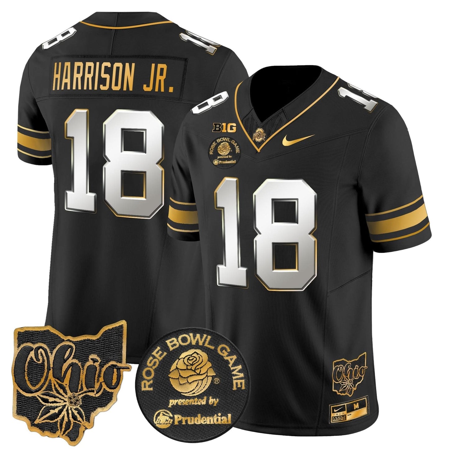 Ohio State Buckeyes Rose Bowl Gold Vapor Limited Jersey - All Stitched