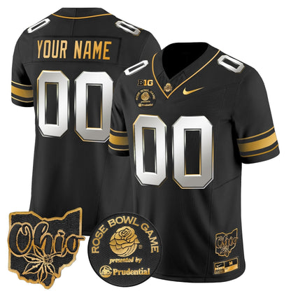 Ohio State Buckeyes Rose Bowl Gold Vapor Limited Custom Jersey - All Stitched