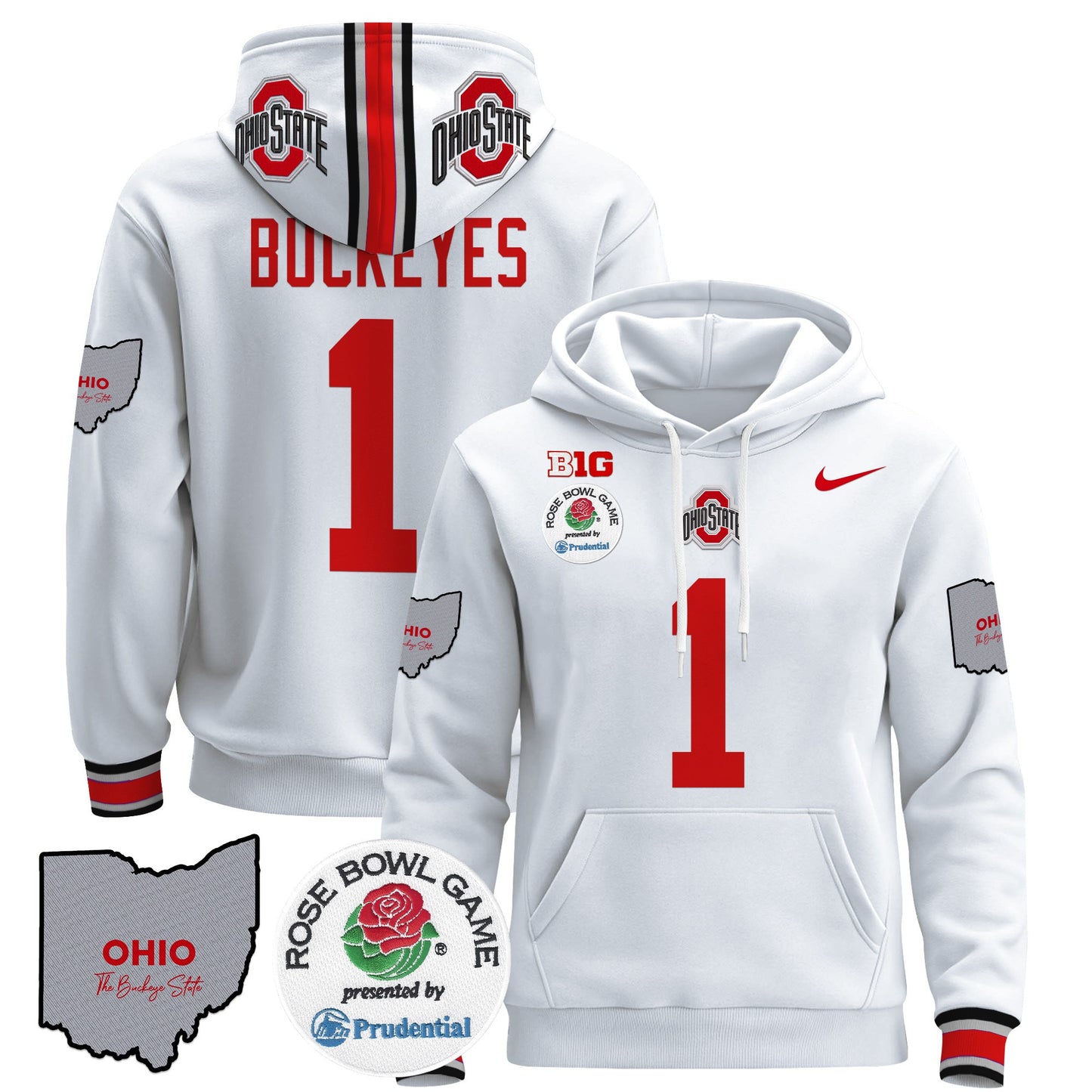 Ohio State Buckeyes Rose Bowl Pullover Hoodie - All Stitched