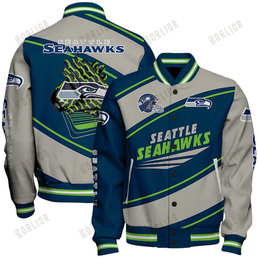Seattle Seahawks Football Team 2024- 25 Seismic Shake Unisex Varsity Jacket