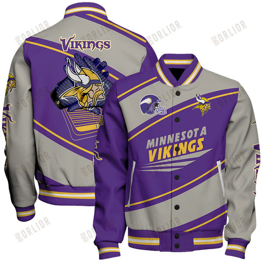 Minnesota Vikings Football Team 2024- 25 Seismic Shake Unisex Varsity Jacket