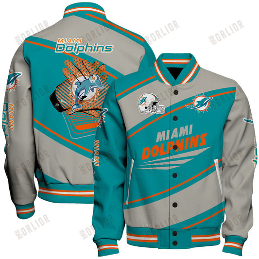 Miami Dolphins Football Team 2024- 25 Seismic Shake Unisex Varsity Jacket