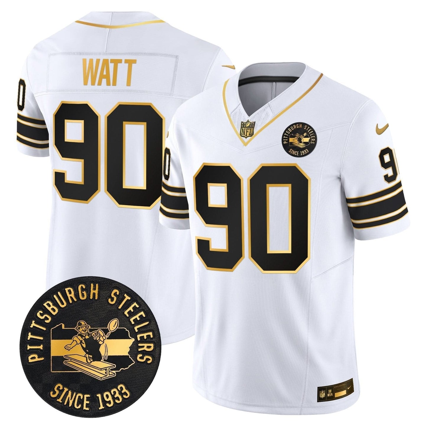 Pittsburgh Steelers Throwback 1933 Patch Gold Vapor Limited Jersey - All Stitched