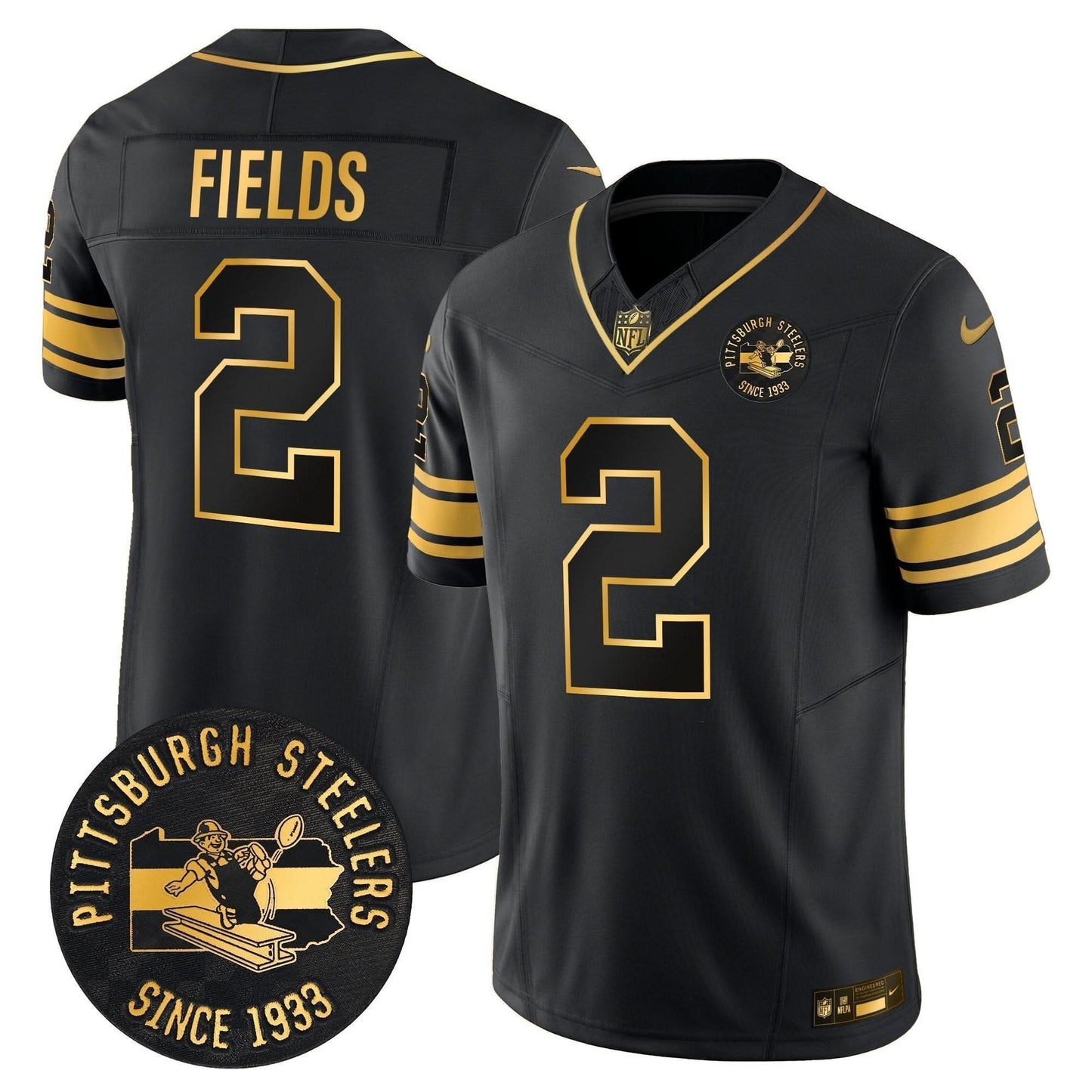 Pittsburgh Steelers Throwback 1933 Patch Gold Vapor Limited Jersey - All Stitched