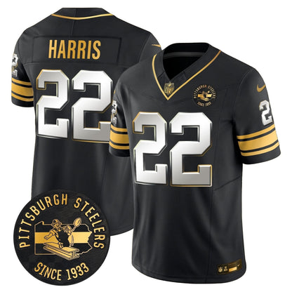 Pittsburgh Steelers Throwback 1933 Patch Gold Vapor Limited Jersey - All Stitched