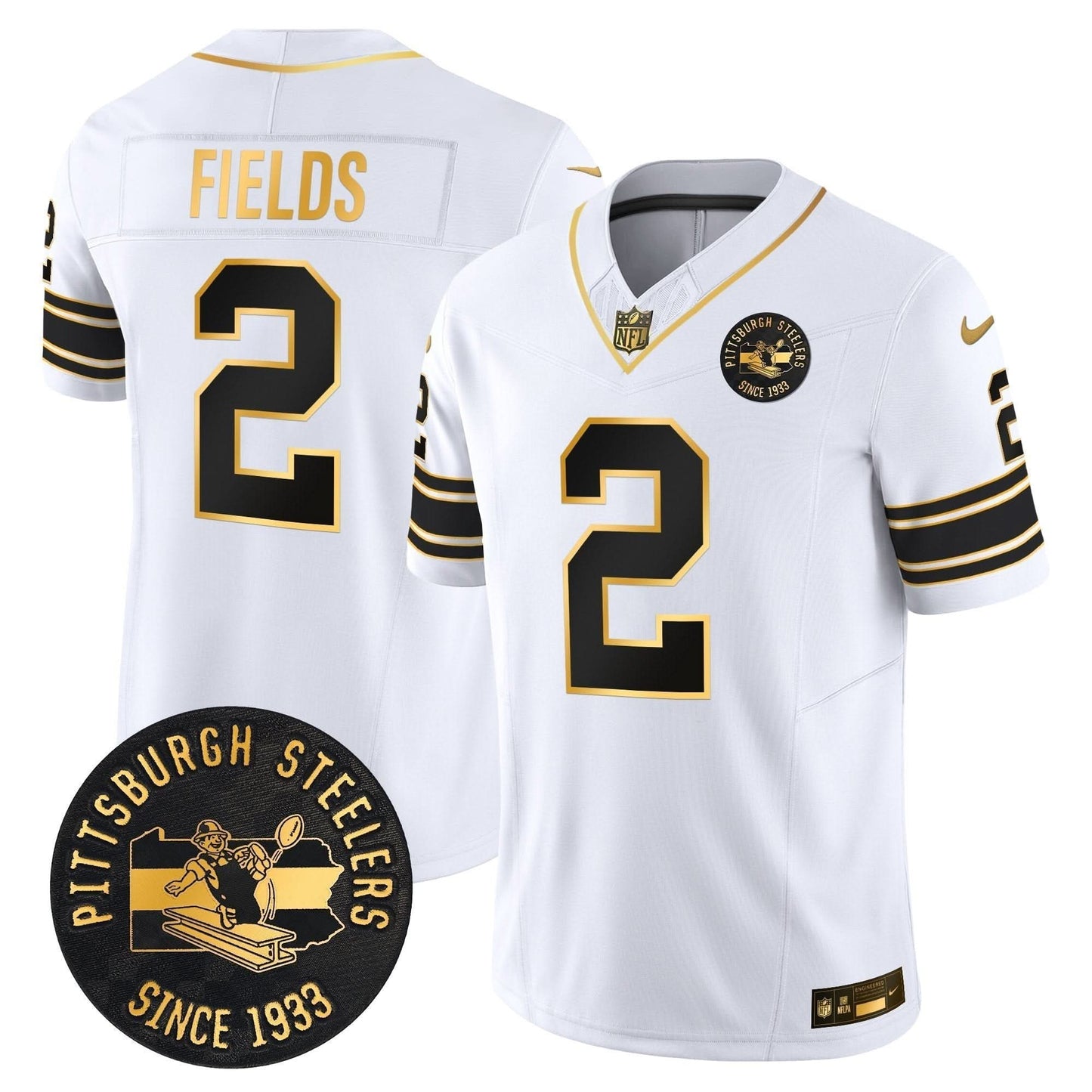 Pittsburgh Steelers Throwback 1933 Patch Gold Vapor Limited Jersey - All Stitched