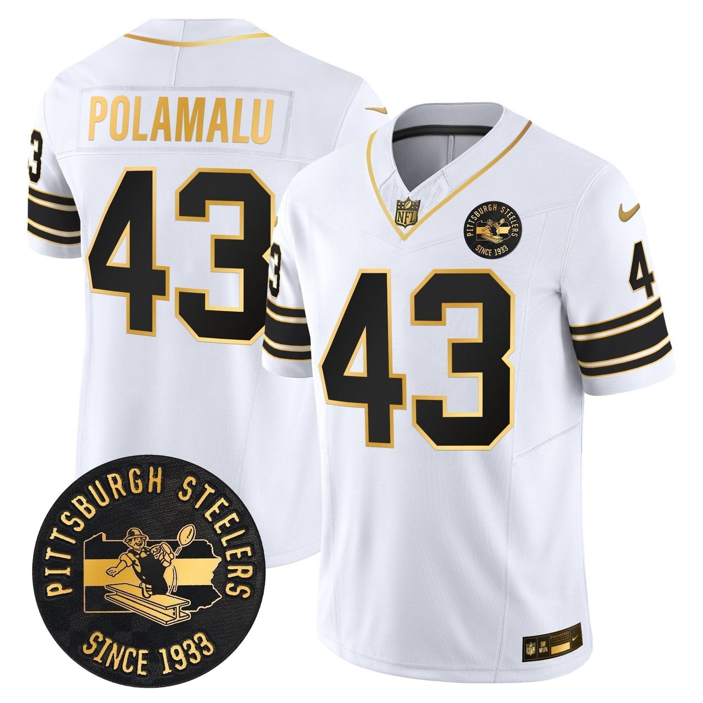 Pittsburgh Steelers Throwback 1933 Patch Gold Vapor Limited Jersey - All Stitched