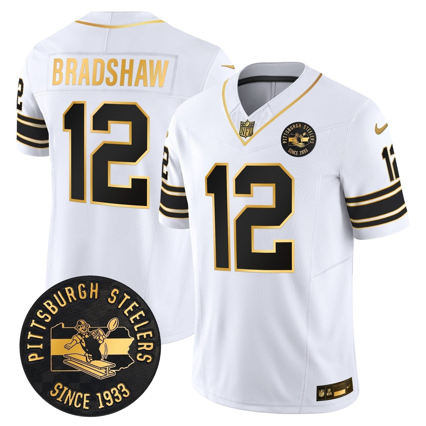 Pittsburgh Steelers Throwback 1933 Patch Gold Vapor Limited Jersey - All Stitched