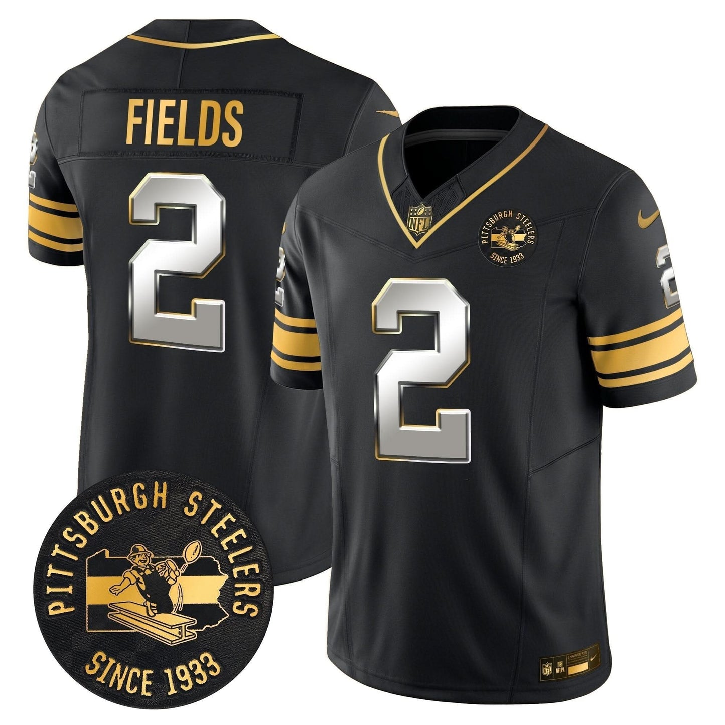 Pittsburgh Steelers Throwback 1933 Patch Gold Vapor Limited Jersey - All Stitched