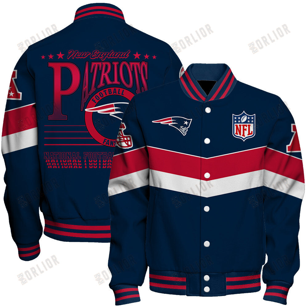 New England Patriots Football Team 2024 - 25 Unstoppable Unisex Varsity Jacket