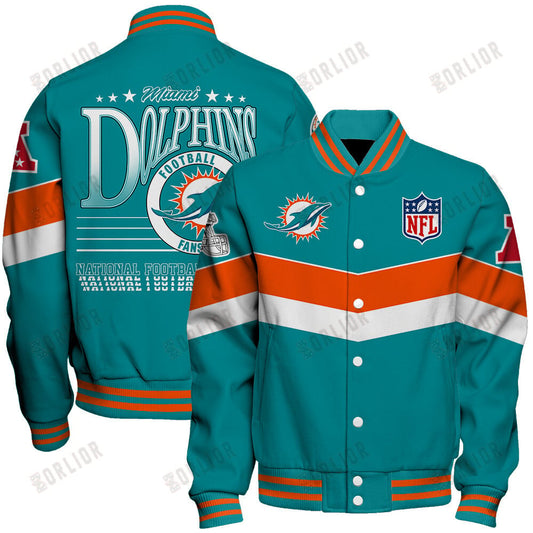 Miami Dolphins Football Team 2024 - 25 Unstoppable Unisex Varsity Jacket