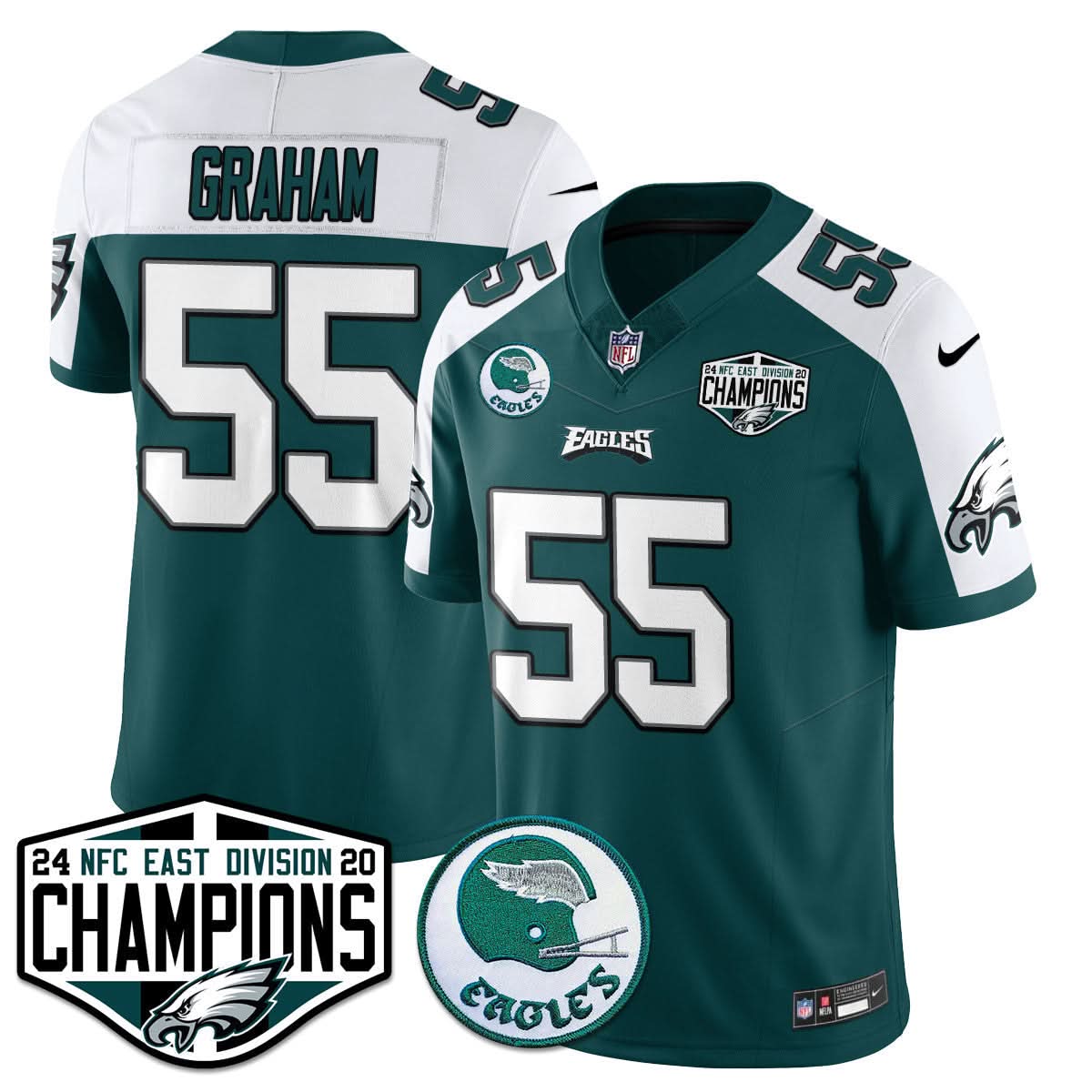 Philadelphia Ealges 2024 NFC East Division Champions Jersey - All Stitched