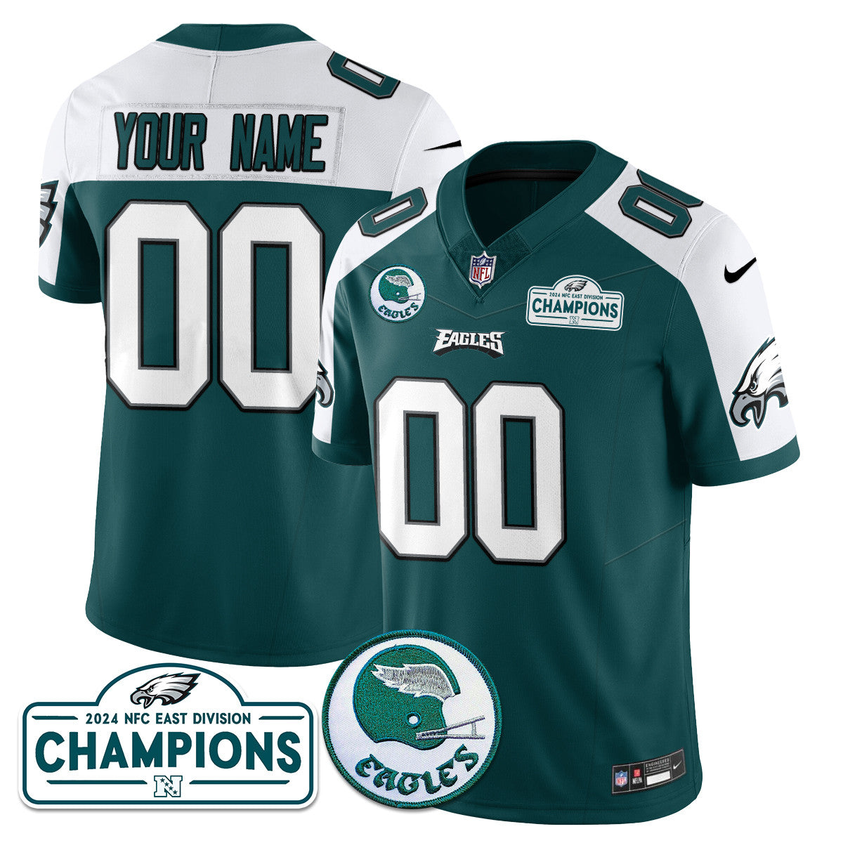 Custom Philadelphia Ealges 2024 NFC East Division Champions Jersey N1 - All Stitched