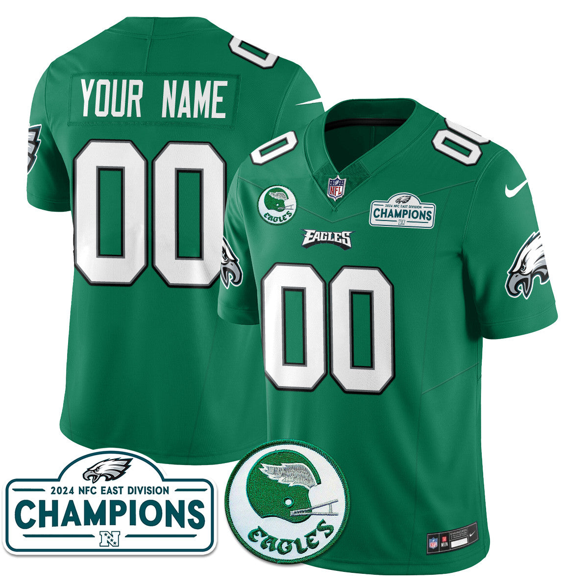 Custom Philadelphia Ealges 2024 NFC East Division Champions Jersey N1 - All Stitched