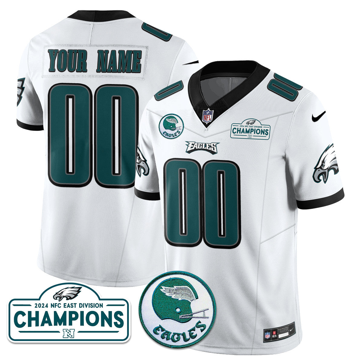 Custom Philadelphia Ealges 2024 NFC East Division Champions Jersey N1 - All Stitched