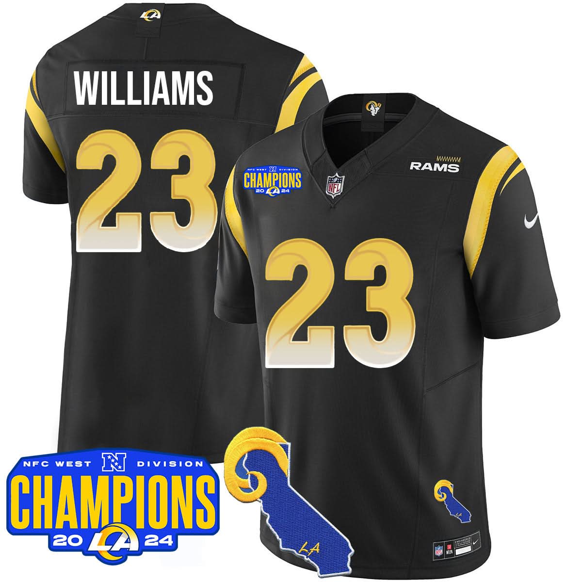 Los Angeles Rams 2024 NFC West Division Champions Jersey - All Stitched