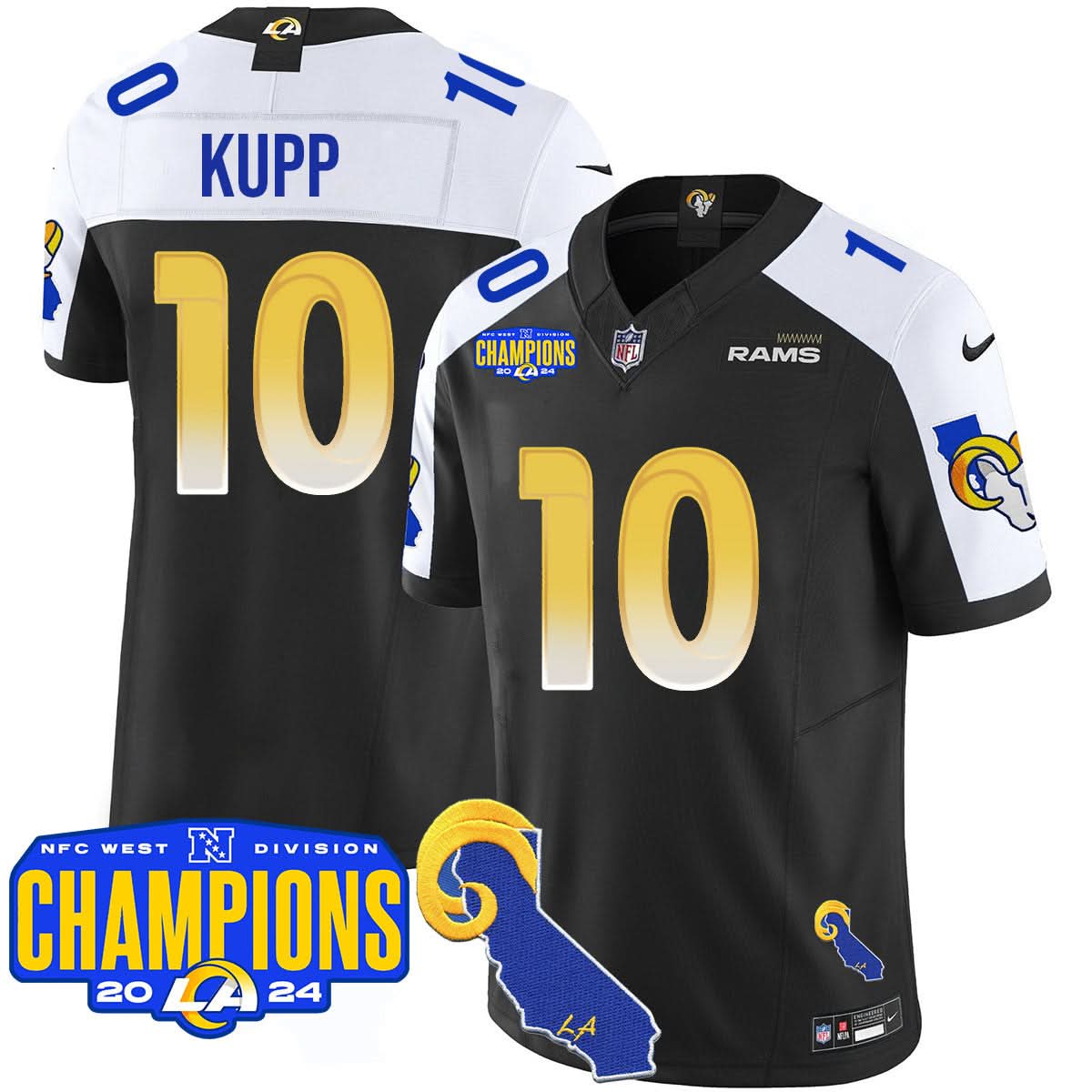 Los Angeles Rams 2024 NFC West Division Champions Jersey - All Stitched