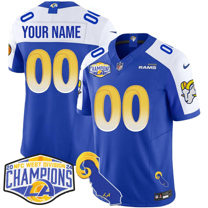 Custom Gender/Name Los Angeles Rams 2024 NFC West Division Champions Jersey N1 - All Stitched