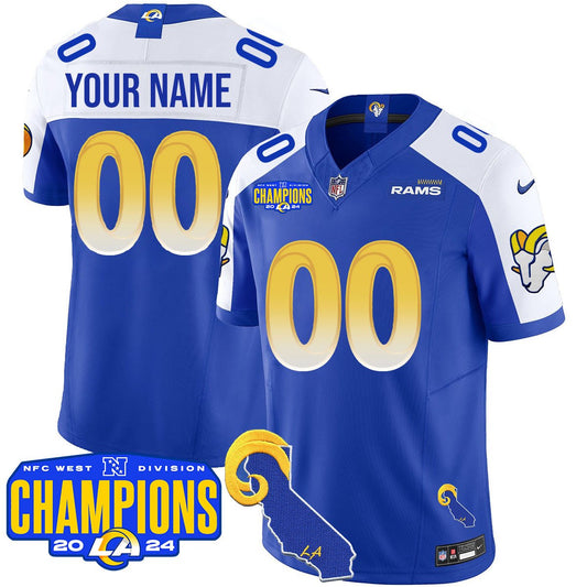 Custom Gender/Name Los Angeles Rams 2024 NFC West Division Champions Jersey - All Stitched