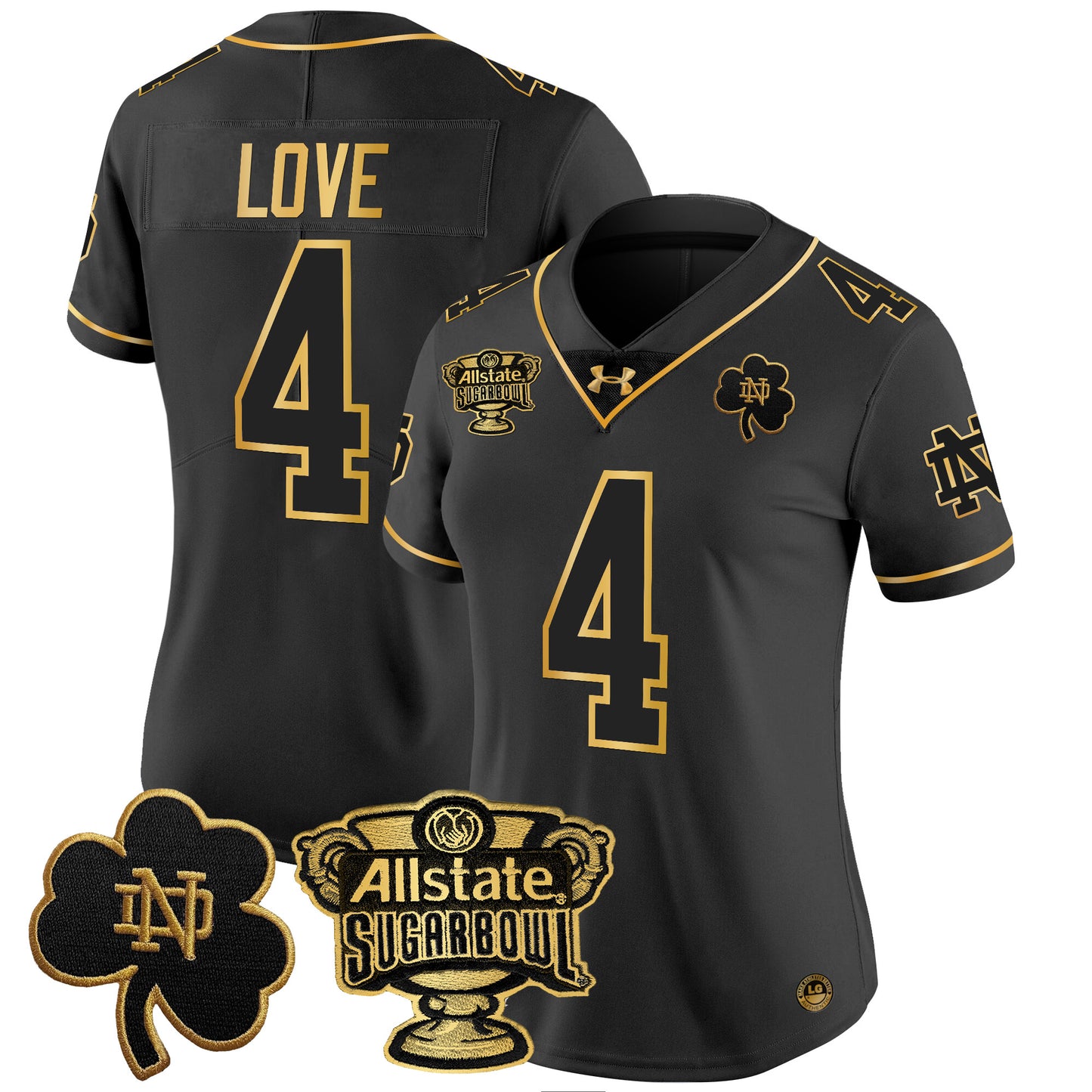 Women's Notre Dame Fighting Irish 2024 Sugar Bowl Gold Patch Vapor Limited Jersey - All Stitched