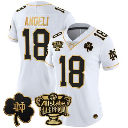 Women's Notre Dame Fighting Irish 2024 Sugar Bowl Gold Patch Vapor Limited Jersey - All Stitched